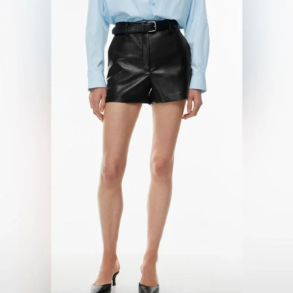 NWT Babaton Black Vegan Leather Agency 3" Mini Short, Size 0 - Picture 9 of 10